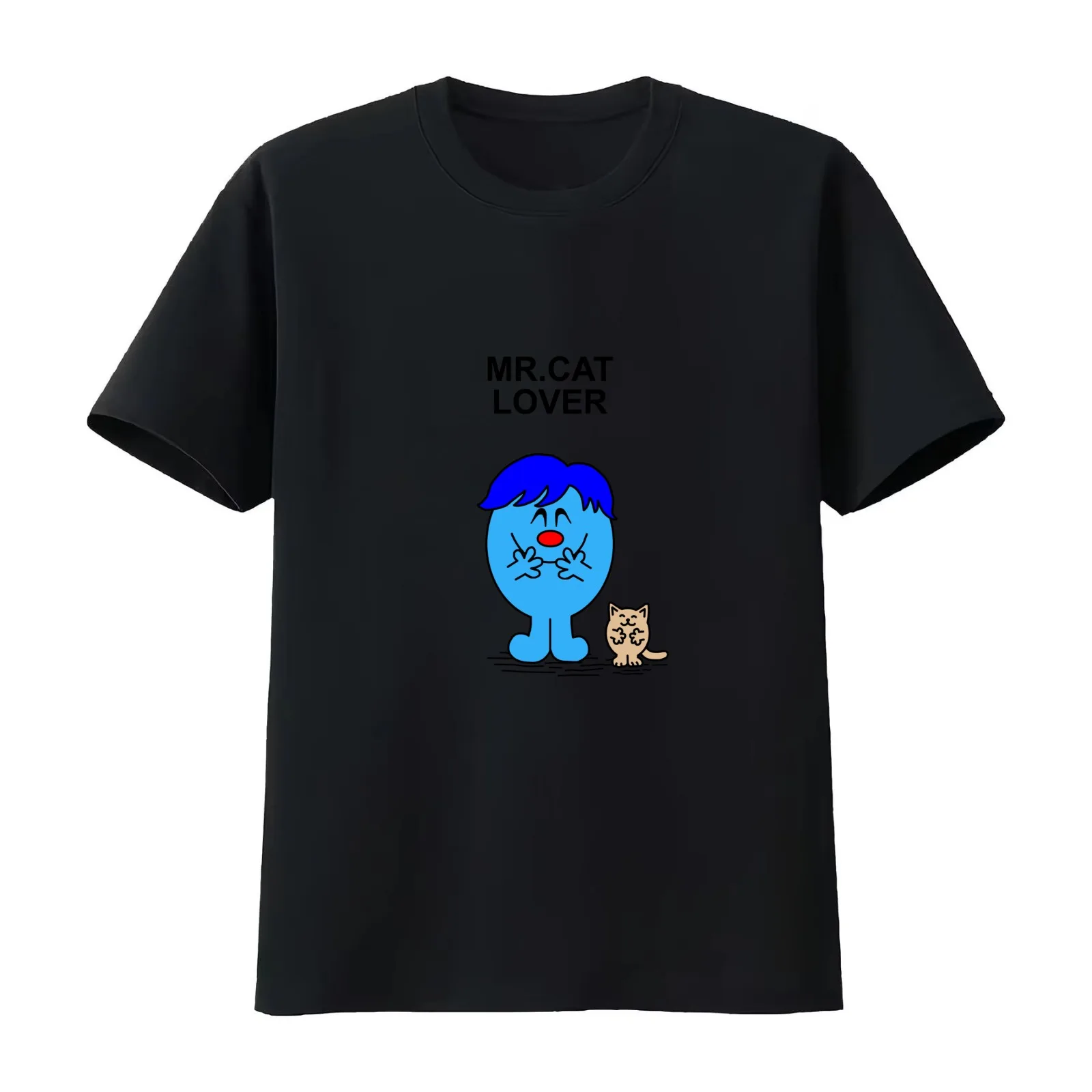 Mr. Cat Lover T-Shirt Summer Casual Cotton Tee Oversized Streetwear Tops Vintage Graphic Print Loose Fit Short Sleeve