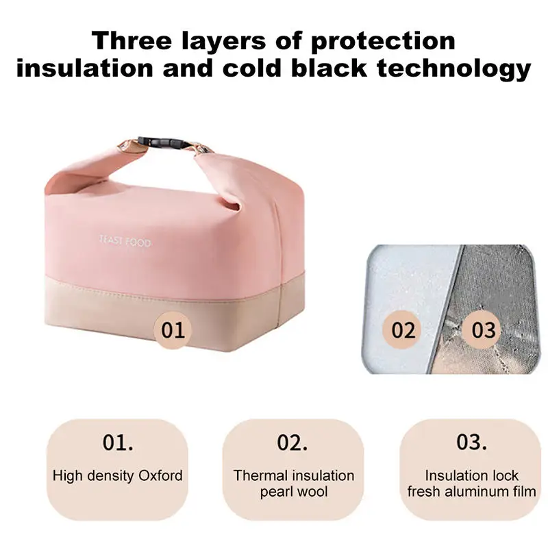 กระเป๋าใส่อาหารกลางวัน กล่องอาหารกลางวันแบบสดใหม่ กระเป๋าเก็บความเย็นแบบกันรั่ว ภาชนะใส่อาหารกลางวัน กระเป๋าใส่อาหารกลางวัน สำหรับทำงาน สำนักงาน ปิกนิก ท่องเที่ยว