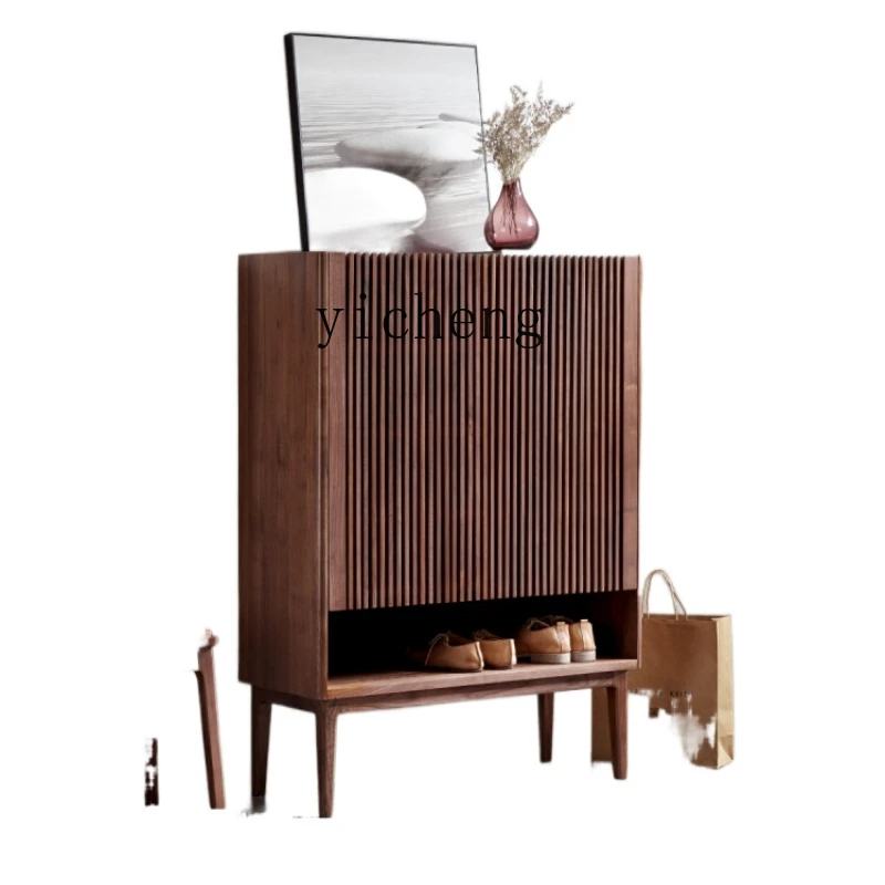 

YY Storage Ultra-Thin Breathable Shoe Rack Nordic Solid Wood Foyer Entrance Cabinet