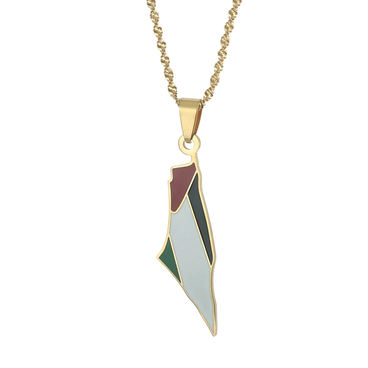 Stainless Steel Israel Palestine Map Flag Pendant Necklaces For Women Gifts Silver Gold Color Jewelry