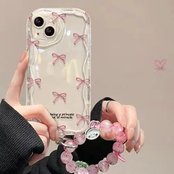 Bow Pink 3D Flower Chain Tpu Case For Honor X8A X8 X7 X7A X8B X6 X6S X6A X7B X9B X9 9X 50 70 90 Lite 20 Pro 200 Magic 4 6 Lite