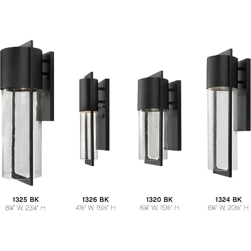 Abrigo exterior Wall Mount luzes, preto com vidro transparente decadente, 20,5 "altura, médio, 1324BK