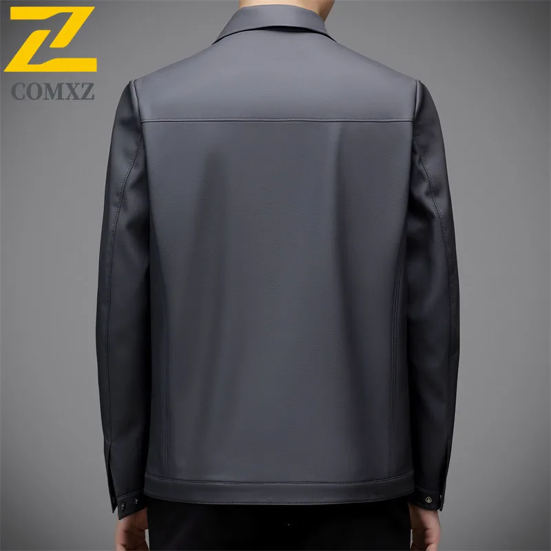 New Faux Leather Jacket Men 2025 Autumn Light Luxury Business Casual Turndown Collar Coat Fashion Wear Premium Quality Jackets