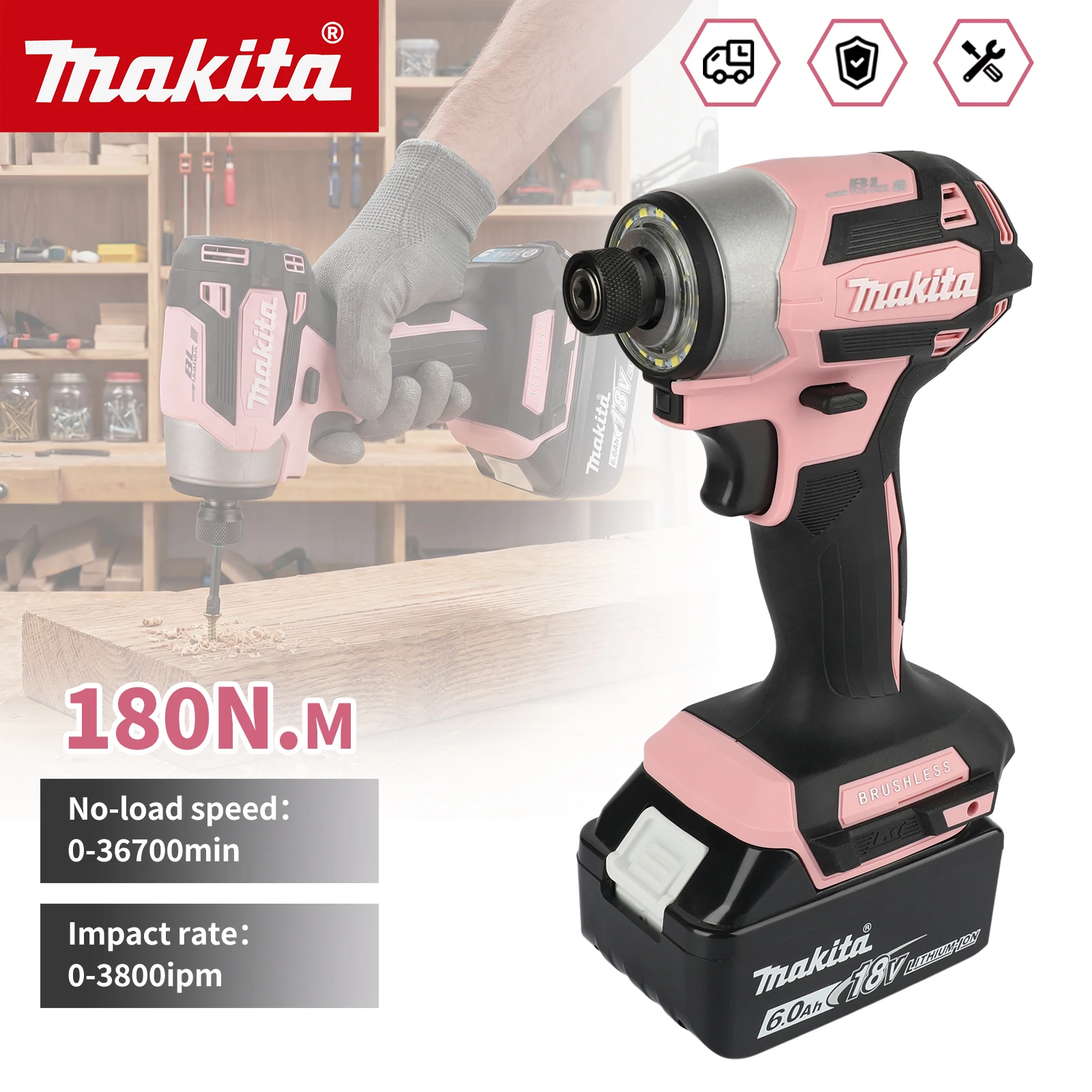 

Бесщеточный ударный гайковерт Makita DTD173 | Максимальный крутящий момент 180 Нм с режимом T для работы с деревом, болтами и металлом