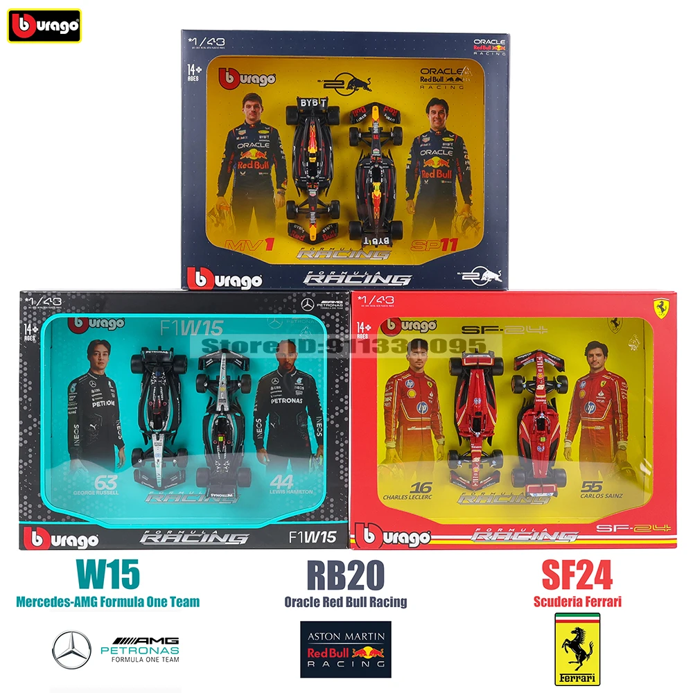 Bburago 1: 43 فيراري مرسيدس بنز ريد بول 2024 RB20 SF24 W15 هدية صندوق مزدوج سيارة سبيكة سيارة فاخرة يموت الصب سيارة لعبة مجسمة #1