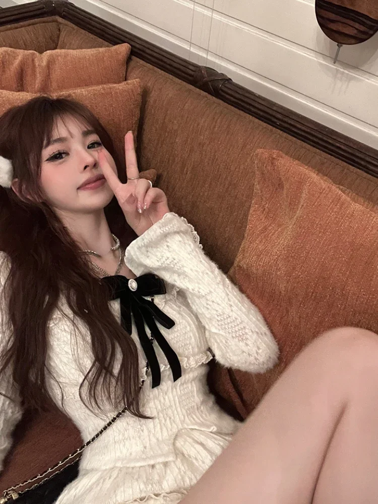 France Vintage Two-piece Set Women Velvet Korean Elegant Party Mini Skirt Suit Japanese Designer Blouse + Skirts Winter 2024 New