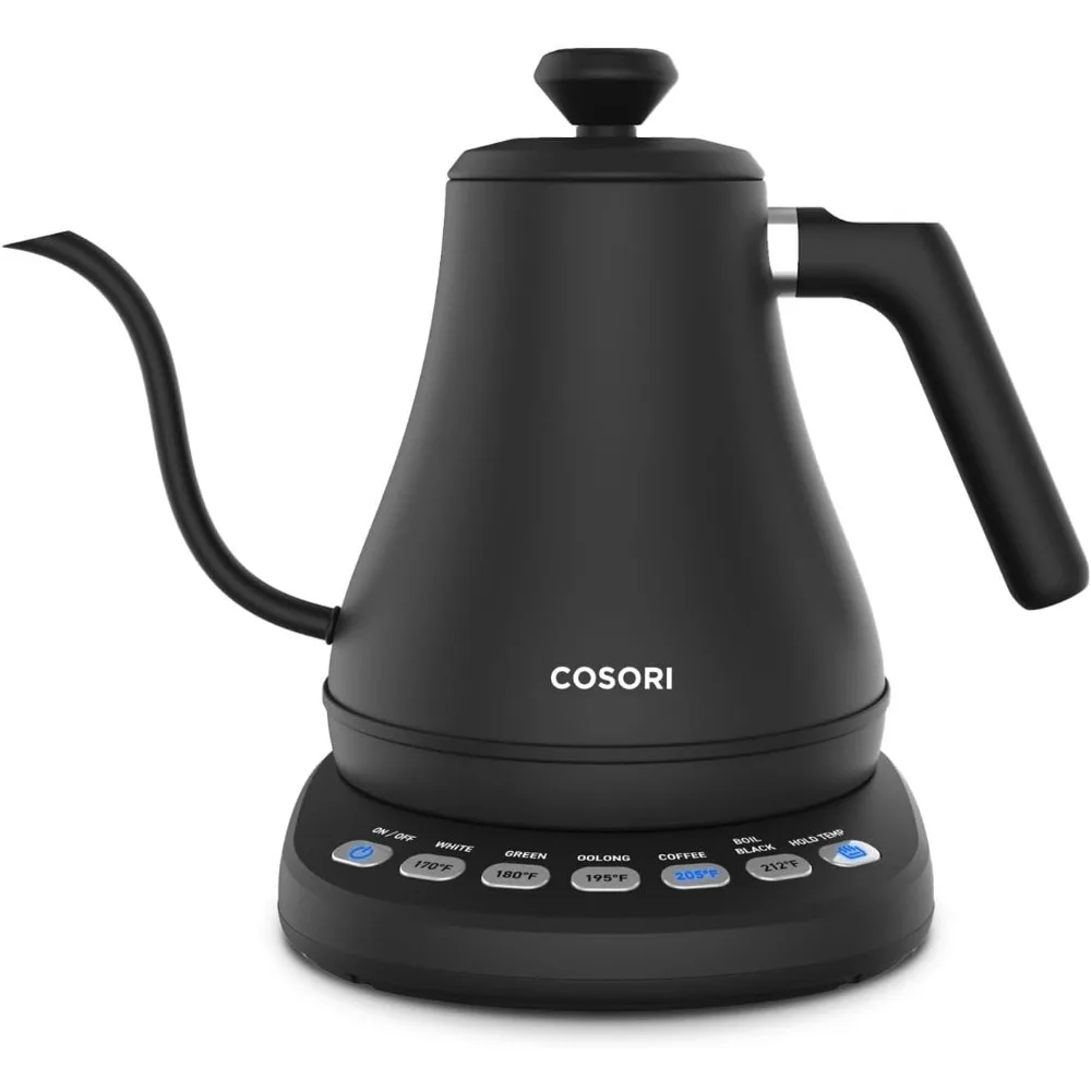 

Electric Gooseneck Kettle with 5 Temperature Presets, Stainless Steel, 1200W for Coffee & Tea Brewing