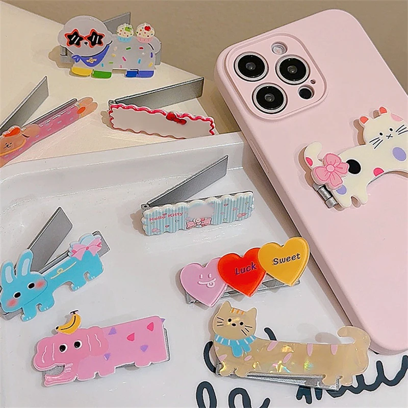 Korean Cute Cartoon Puppy Cat Phone Grip Tok Griptok Holder Girl Folding Stand For iPhone 15 Phone Foldable Stand Support Holder