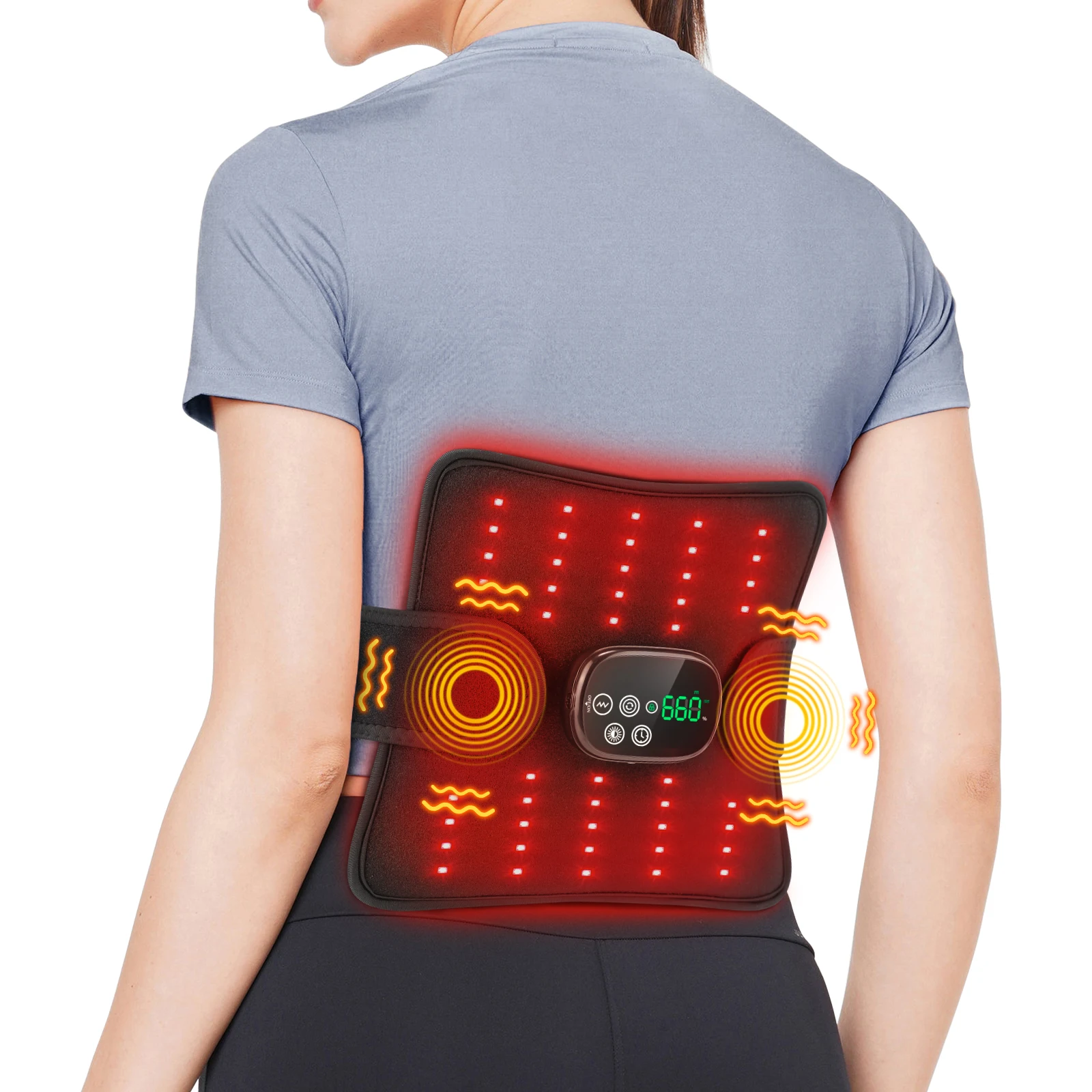 Electric Infrared Knee Pad Red Light Heating Vibration Massager for Back and Waist Thermal Leg Knee Joint Support Brace