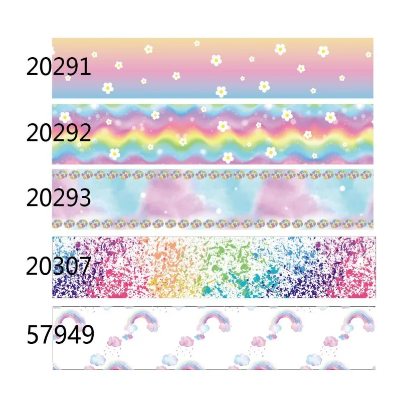 

5Yards Rainbow Ombre Printed Grosgrain Ribbon for Hairbows DIY Gifts Sewing Accessories Crafts Materials