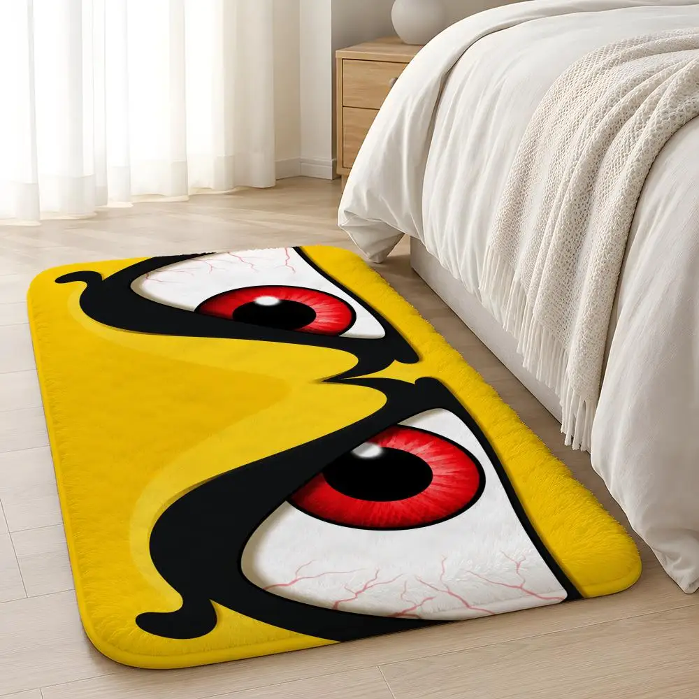 Angry Eyes Floor Mat Flannel Rug Non-Slip Absorbent Soft Washable Floor Mat For Entryway Hallway Bathroom Kitchen Decor