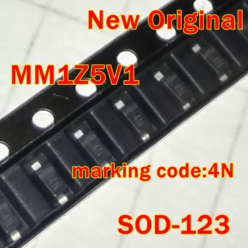 10Pcs to 500Pcs Mm1Z5V1 Sod-123 New Original Marking Code:4N Zener Diode 5.1V