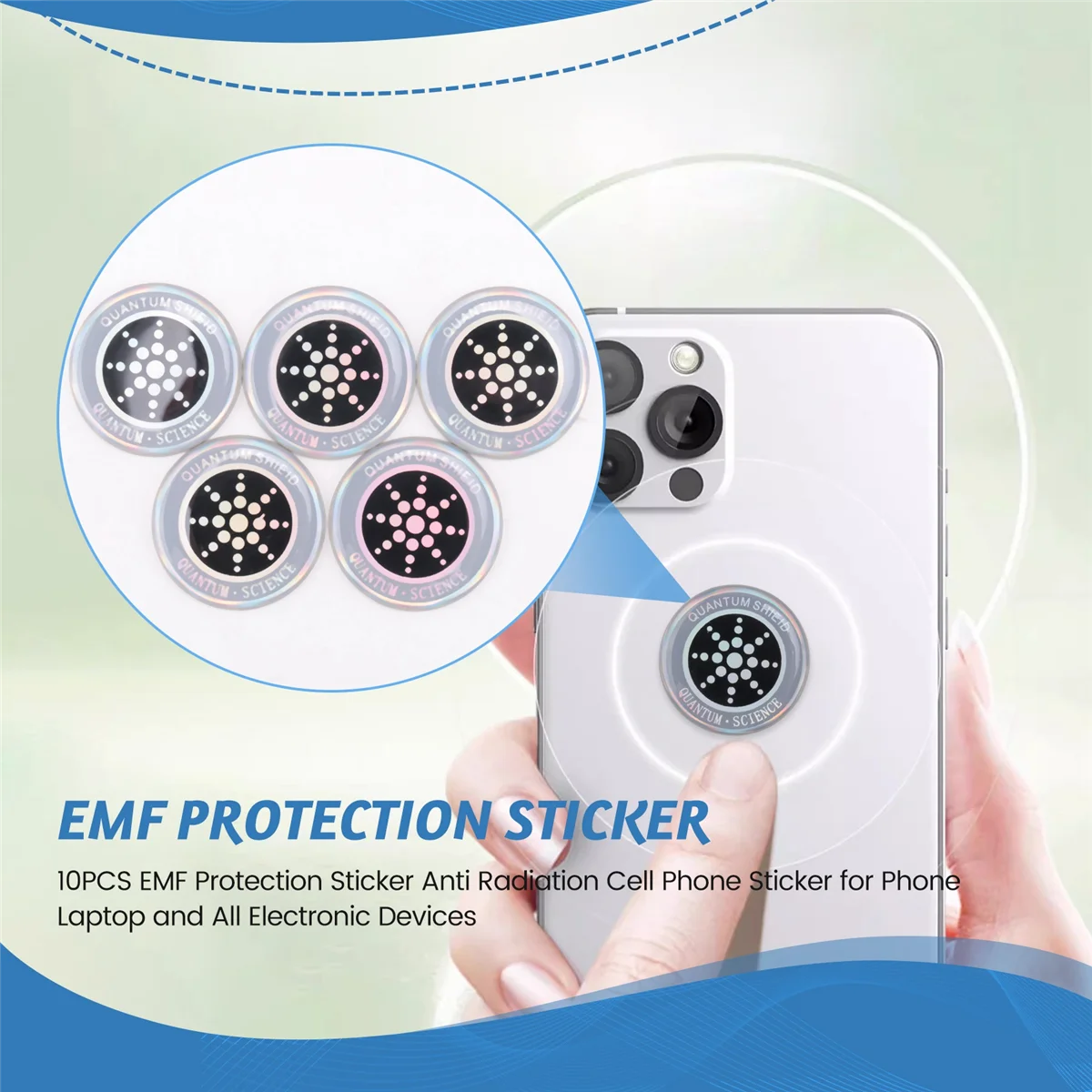 10PCS EMF Protection Sticker Anti Radiation Cell Phone Sticker for Phone iPhd Laptop and All Electronic Devices