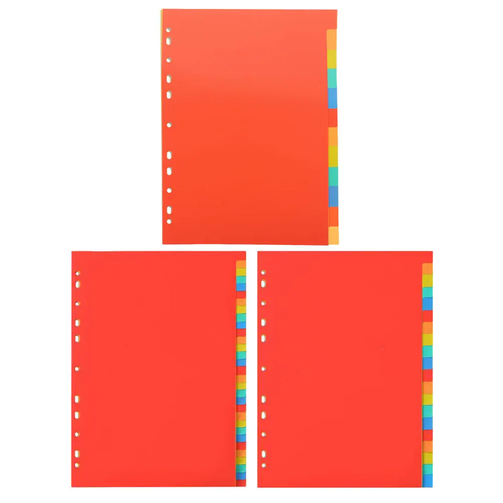 แผ่นแบ่งแฟ้มสี 3 ชุด ทำจากพีวีซี สำหรับจัดระเบียบสมุดโน้ต แฟ้มเอกสาร แฟ้มจัดเก็บเอกสาร ขนาด A4