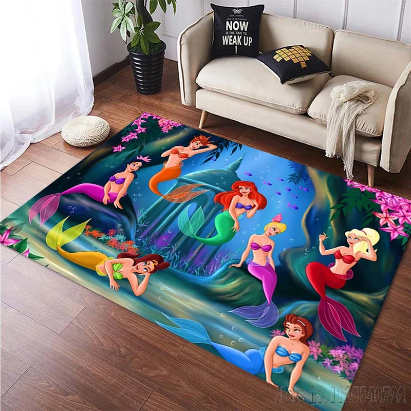 Disney Little Mermaid Ariel Princess Cartoon Rug Carpets 120x160cm Decor for Living Room Bedroom Sofa Bathroom Kids Floor Mat