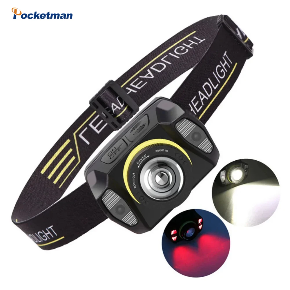 Outdoor Fishing Headlight Powerful LED Headlamp Camping Lantern Induction Zoom Head Torch USB Rechargeable Waterproof Head Lamp