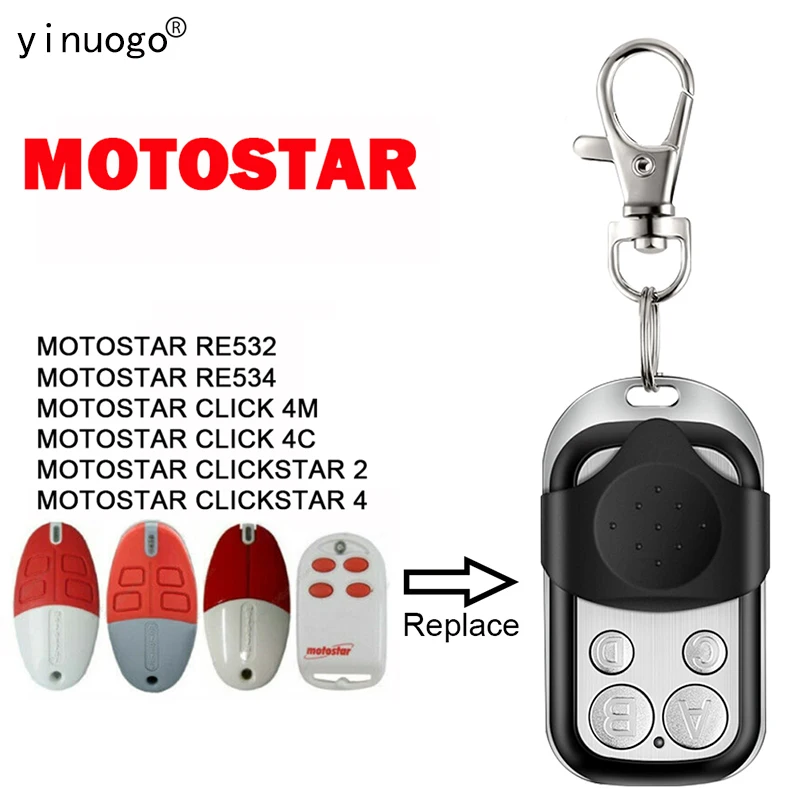 MOTOSTAR for CLICK 4M 4C CLICKSTAR 2 4 RE532 RE534 garage door remote control cloning 433.92MHz fixed code with battery