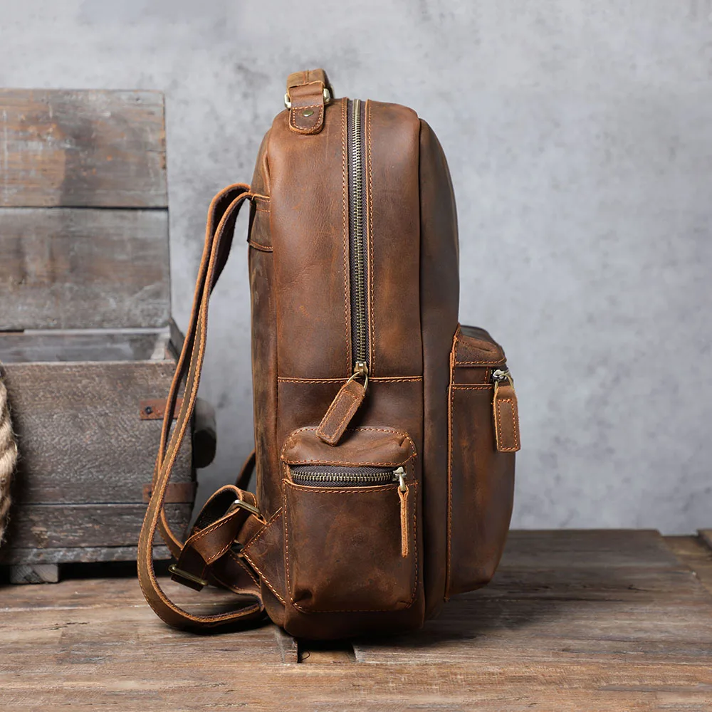 S.WORKER Vintage Echtleder-Rucksack für Herren, Große Laptop-Schultertasche aus Rindsleder, Klassische Vintage Crazy Horse Schultasche für Reisen – Detail 9
