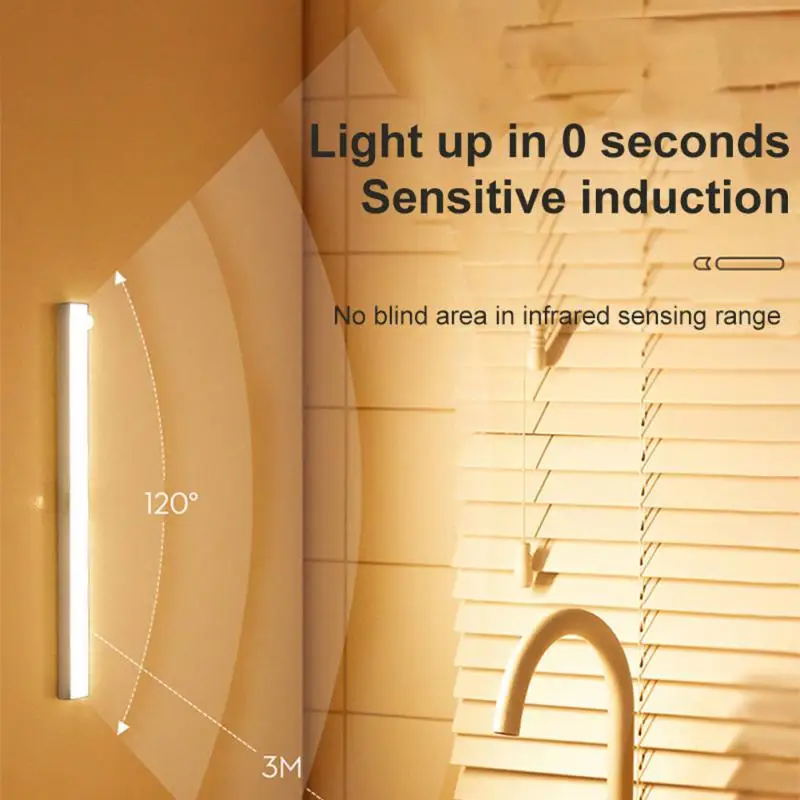 Wireless LED Night Light Motion Sensor USB Rechargeable For Kitchen Cabinet Night Light Wardrobe Desk Lamp Room Decor