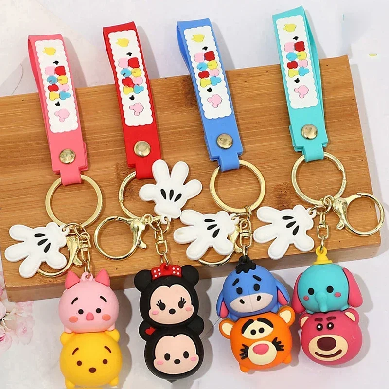MINISO การ์ตูน Disney Mickey Minnie พวงกุญแจ Winnie The Pooh จี้รถกระเป๋านักเรียนคุณภาพสูง Key CHAIN คู่ Charm ของขวัญ