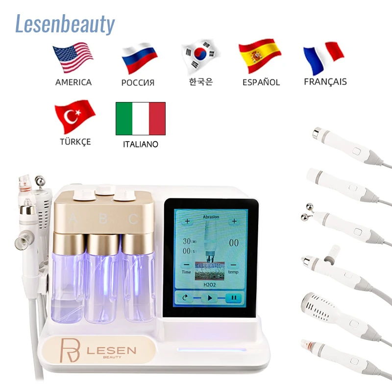 6 in 1 Water Facial Machine Deep Cleansing Aqua Peeling Tightening Hydro Dermabrasion Skin Care Spa Beauty Massager lesen Beaut