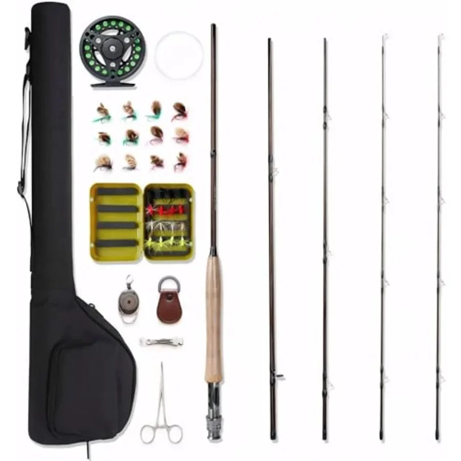 

Легкая портативная удочка и катушка из 4 предметов с предварительно загруженными линиями, алюминиевая катушка 5 Вт, 28 шт., водонепроницаемая мушка