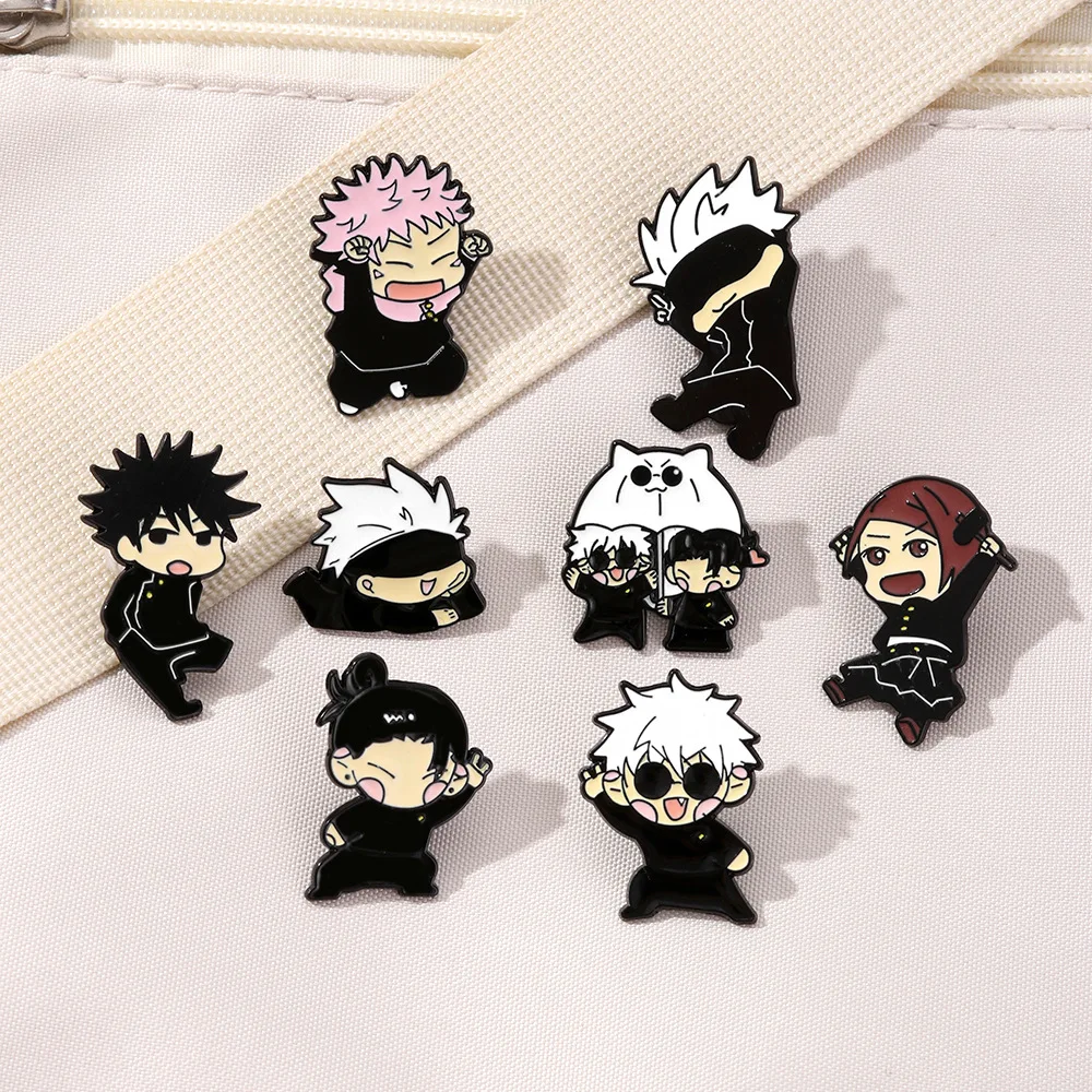 Lot de 8 épingles en émail Anime Itadori Yuji, broches de dessin animé Gojo Satoru, badges en métal créatifs, bijoux pour chapeaux, sacs à dos, cadeau pour amis