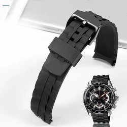 Rubber Black Men's Personality Stainless Buckle Accessories for Casio Edifice Series EF-550D/PB EF-52 Silicone 22mm Watch Strap