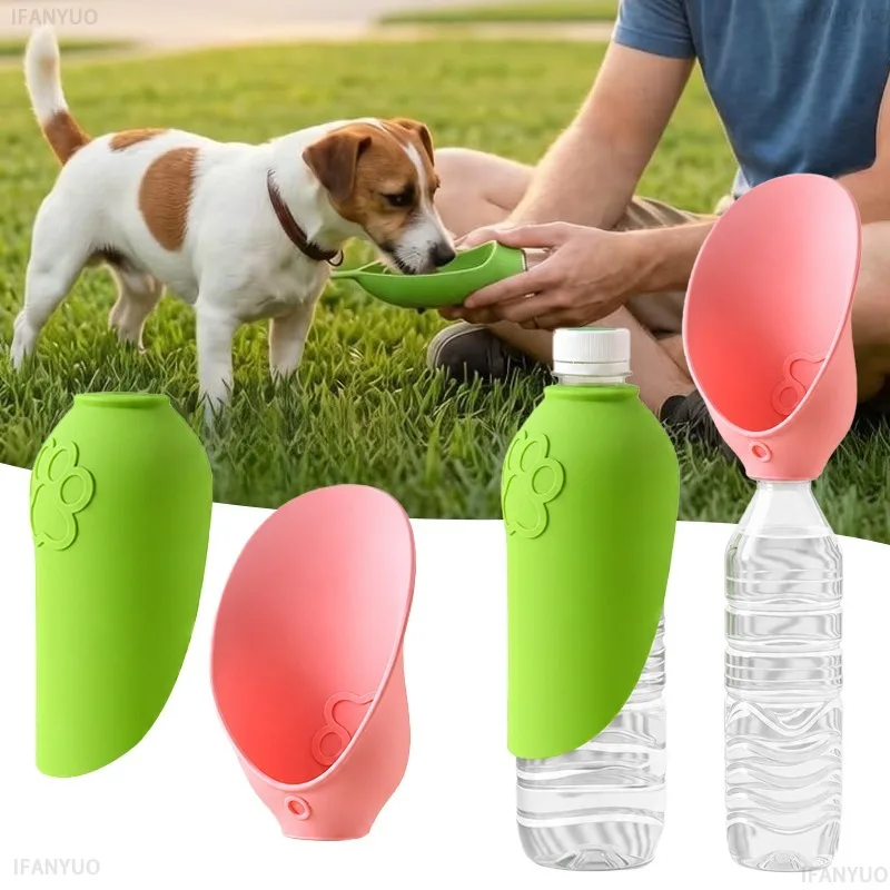 Silicone Dog Cat Drinking Bowl Outdoor Feeding Water Portable Drinking Cup for Pets Interchangeable Bottle Dog Feeders Supplies