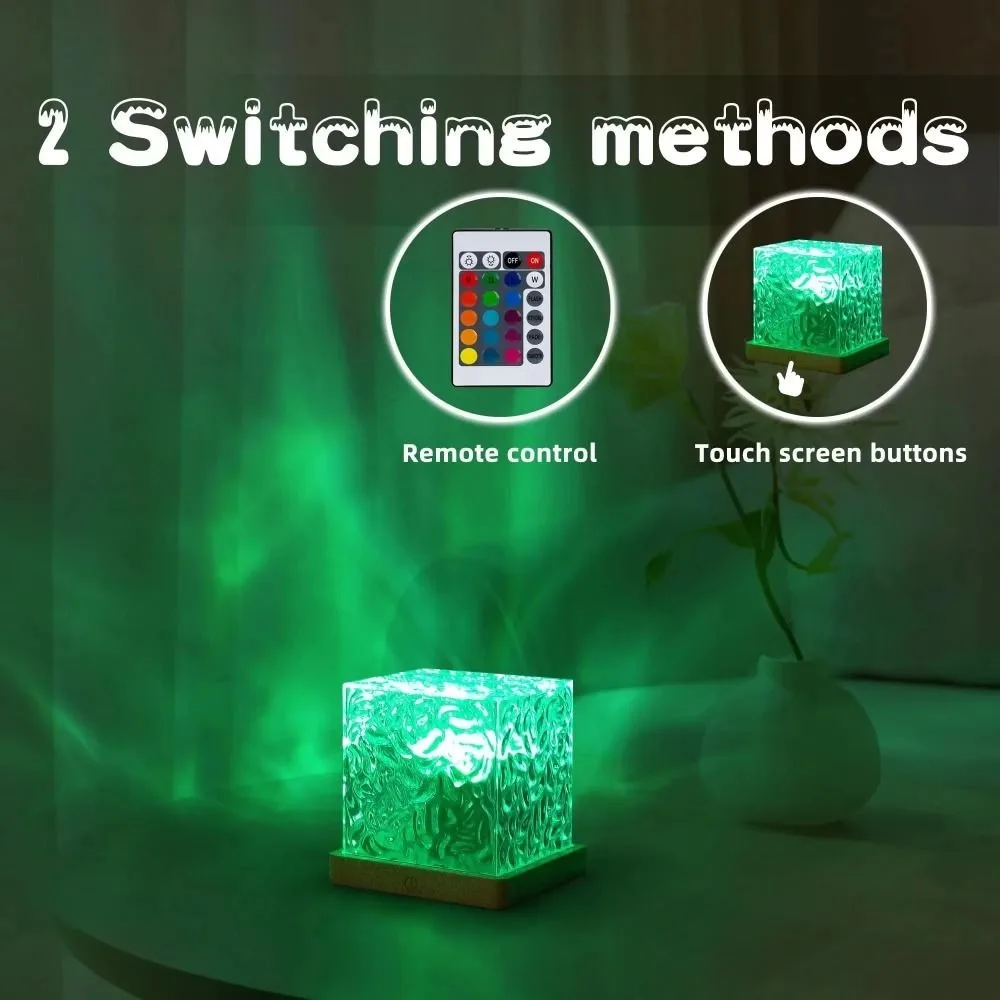 Dynamic Rotating, Water Ripple Lamp RGB Color Changing Remote Control Water Wave Projector Light Plug in Multi Color