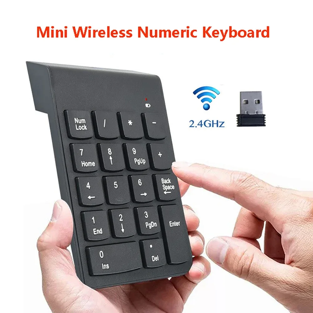 

Mini Wireless Numeric Keyboard 2.4GHz Numpad 18 Keys Digital Pave numpad for Accounting Teller Laptop Notebook Tablets