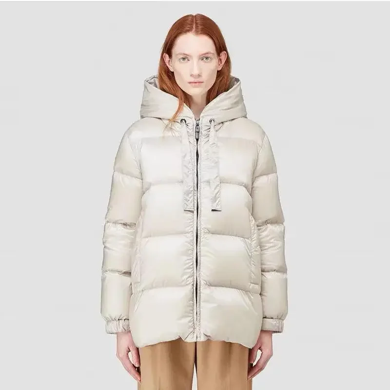 Winter New Women's Down Jacket Looks Beach Skirt Hooded White Duck Down Factory Direct Sales Jacket