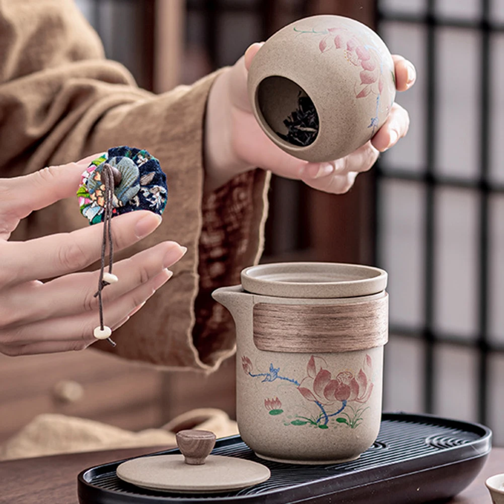 

Portable Tea Set With Travel Case Household KungFu Tea Pot Set Camping Retreats