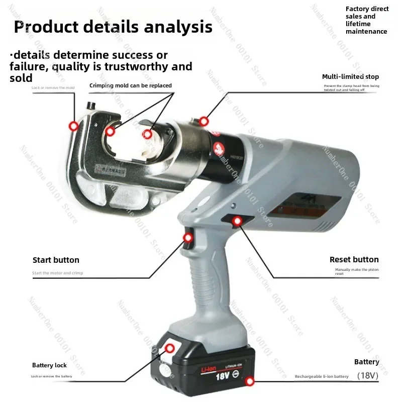 EZ-400 Alicate hidráulico recarregável Alicate de friso elétrico 300 Connect H-wire clamping dois em um alicate de friso