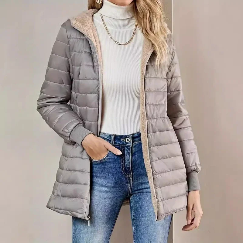 2024 Winnter New Quilted Jacket Women Loose Thickened Down Jacket Zippers Hooded Casual Jackets High Quality Clothing