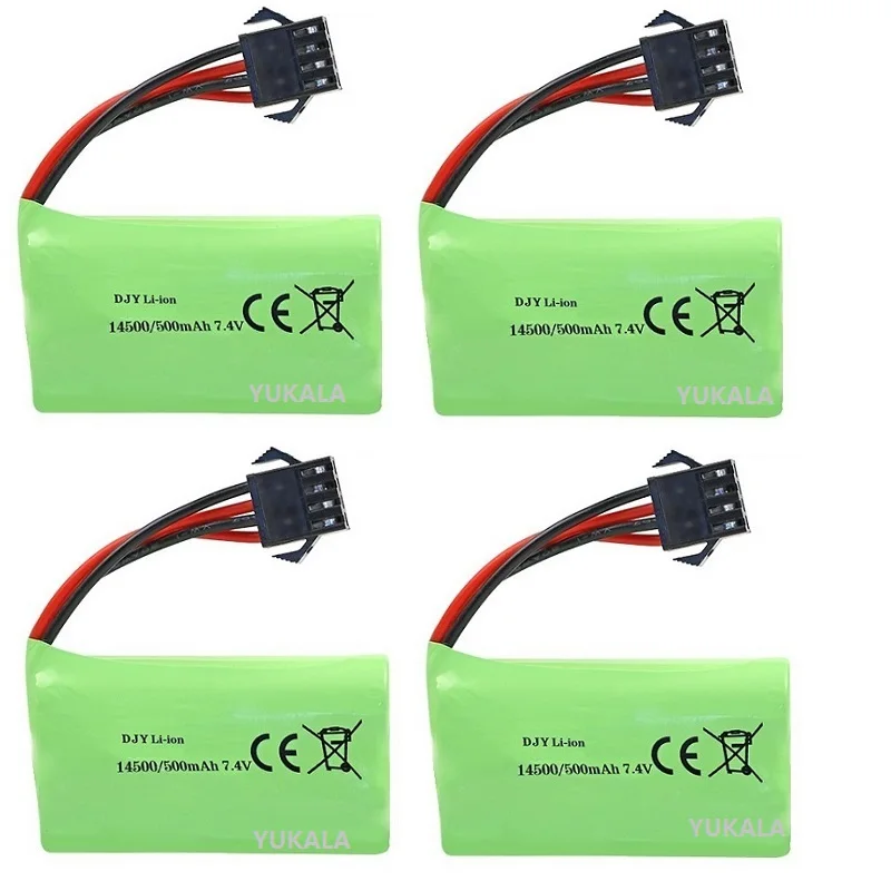 14500 7.4V 500mAh Li-ion Battery SM4P plug For EC16 remote control Toys Cars Spare parts R/C Car Model High-Rate  Battery