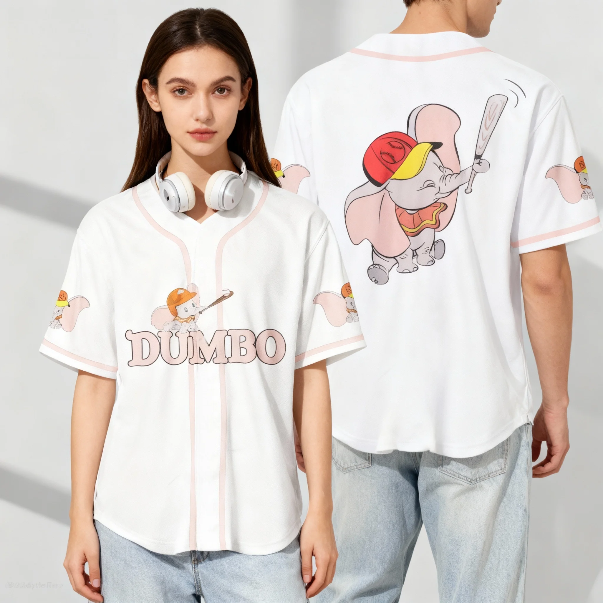 Disney Minion Dumbo Baseball Football Shirt Summer T-shirt Oversized Women's and Men's Adult Trendy Short Sleeves