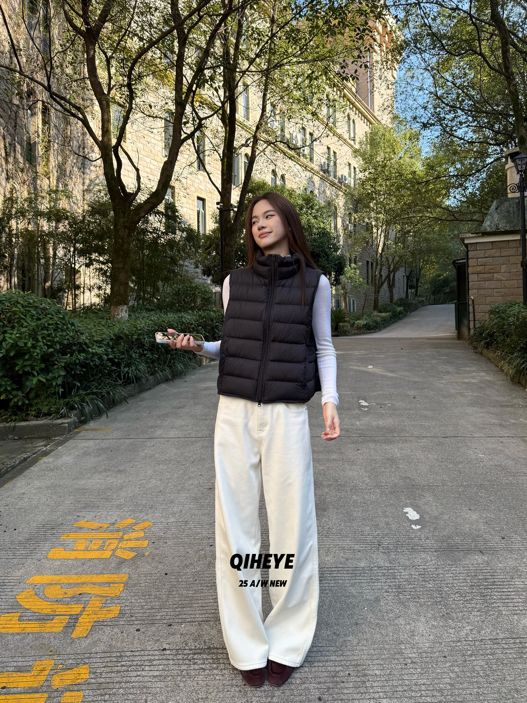 

Женские джинсы QIHEYE с широкими штанинами на флисовой подкладке, эластичные, утягивающие, с высокой талией, повседневные, осенне-зимние, для работы и отдыха