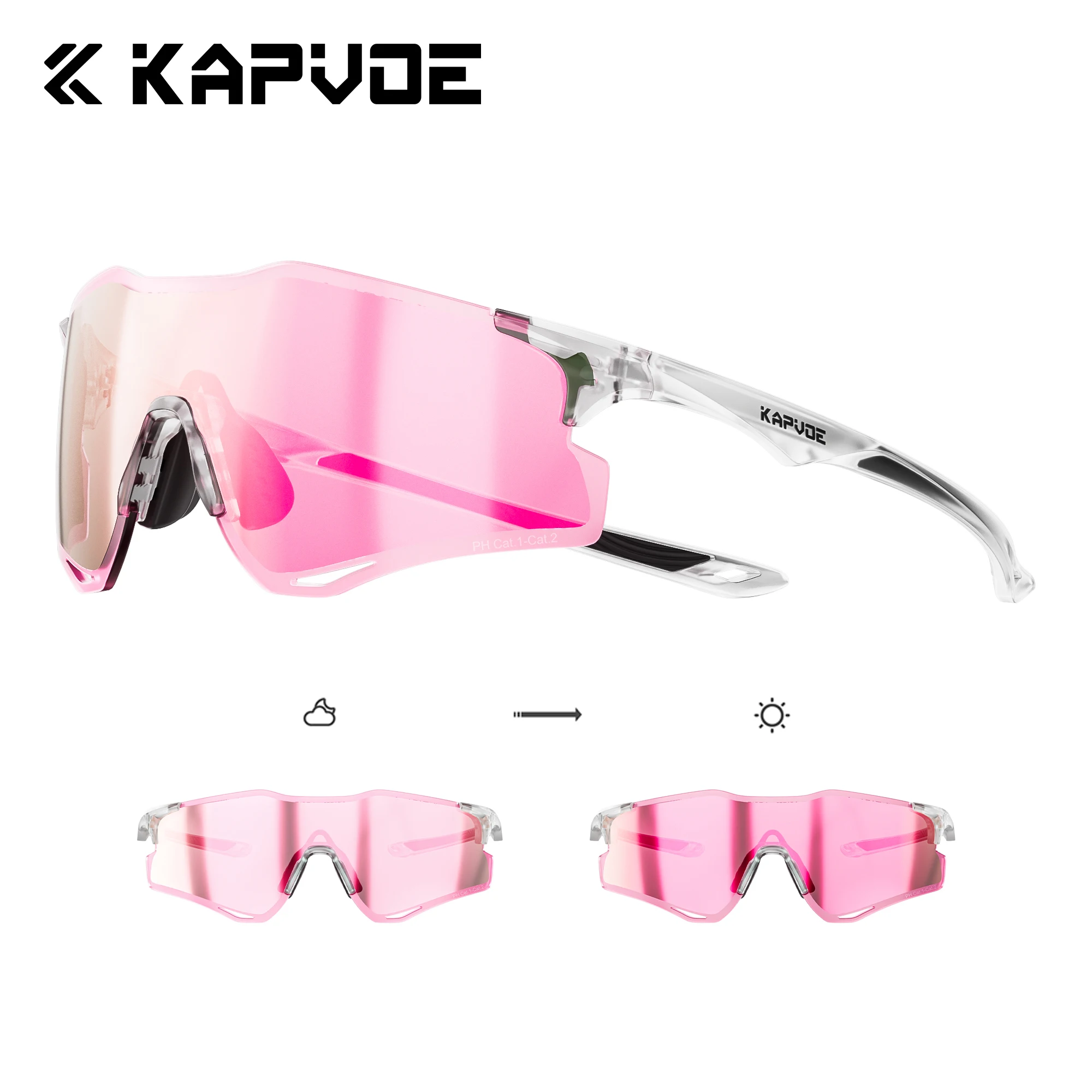 kapvoe-軽量フォトクロミックランニンググラスサイクリングサングラス男性用スポーツグラスハイキング女性サングラス-uv400-ゴーグル