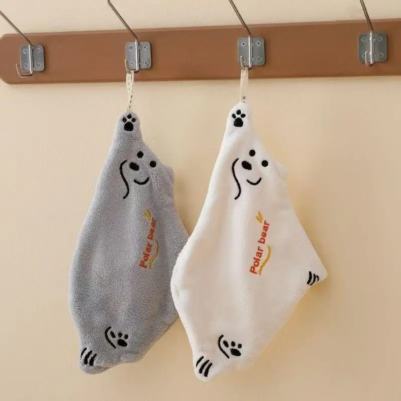 Super Saugfähiges Eisbär-Handtuch ​ Hängendes Küchentuch mit Korallen-Design, dickes Cartoon-Handtuch – Detail 3
