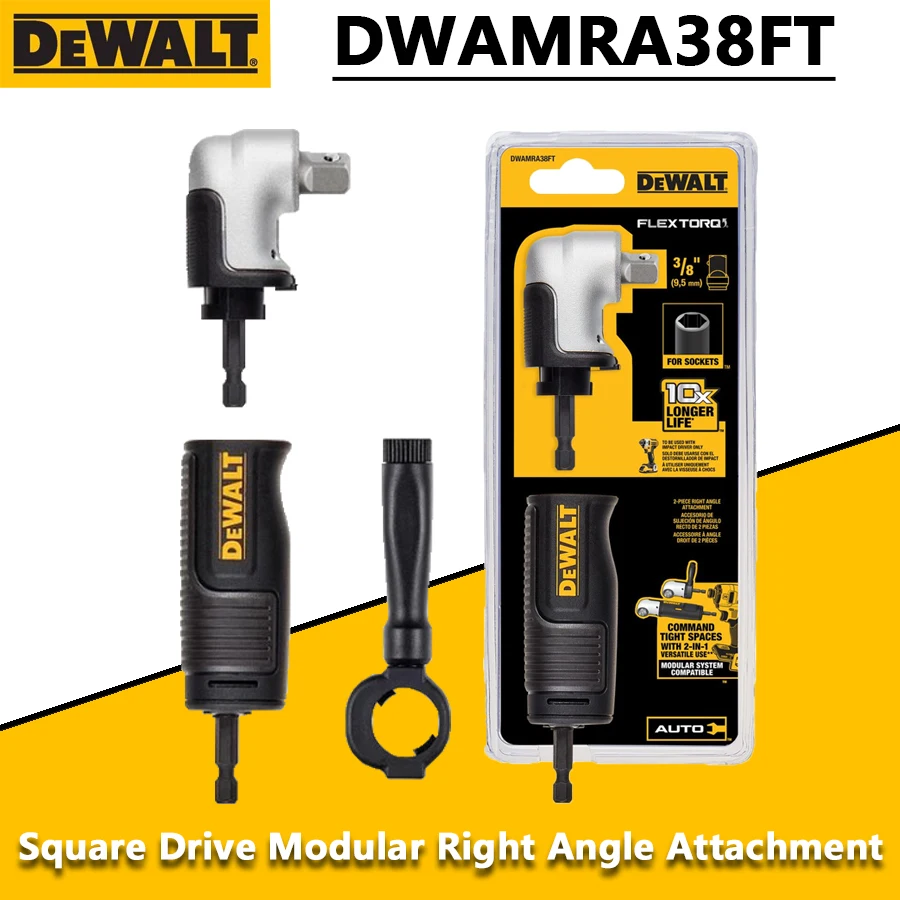 

DEWALT DWAMRA38FT FLEXTORQ® 1/4" 3/8" Square Drive Modular Right Angle Attachment Power Tool Accessories