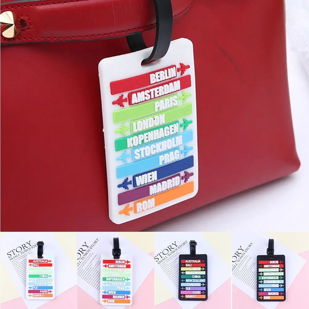 Country Name Suitcase Luggage Tag Fashion Letters Address Holder Baggage Label Silicone Identifier Travel Accessories