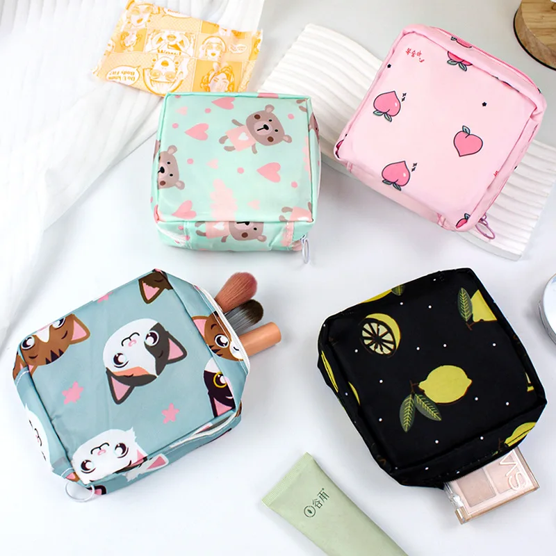 Girls Diaper Sanitary Napkin Storage Bag Nylon Sanitary Pads Package Bags Coin Purse Jewelry Organizer Credit Card Pouch Case