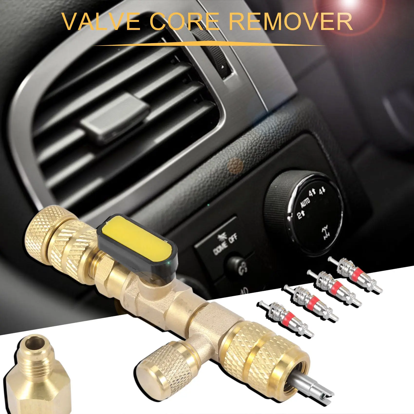 ABLJ Valve Core Remover & Installer With Dual Size SAE 1/4 & 5/16 Port For R22 R410A HVAC System
