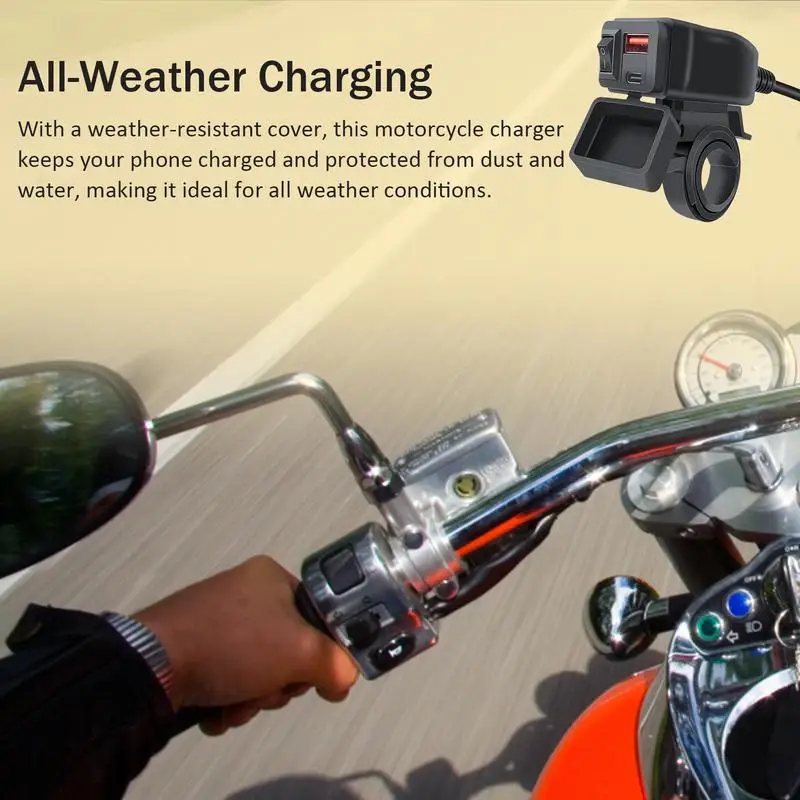 Waterproof Motorcycle Charger Fast USB Phone Charger For Motorcycle Built-in Fuse Motorcycle Accessories For City Commuting And image 2