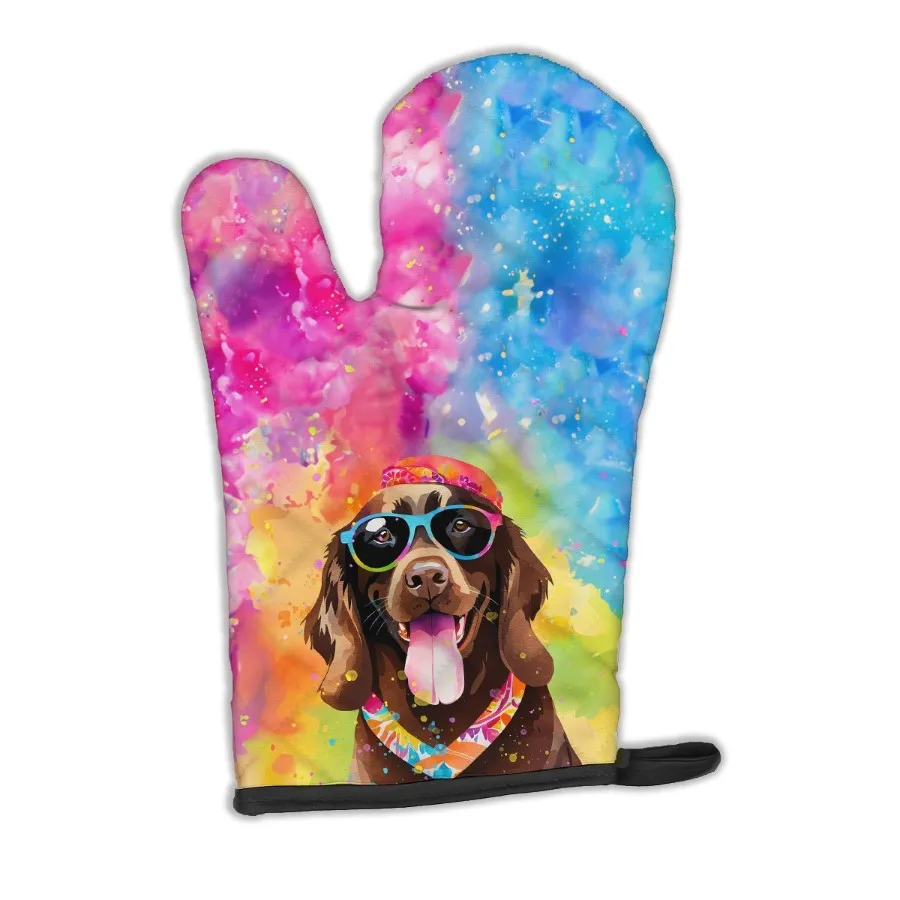 

Chocolate Labrador Hippie Dawg Oven Mitt Heat Resistant Thick Oven Mitt for Hot Pans and Oven Kitchen Mitt Protect Hands Cookin