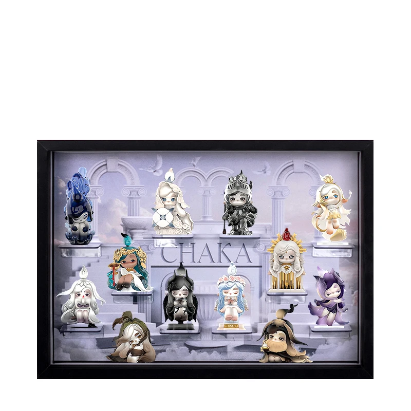 CHAKA Candle Whisper Series Blind Box Display Box Holz Acryl LED Vitrine Figuren 48×8,8×34 cm 13 voreingestellte Fächer versteckter Spot