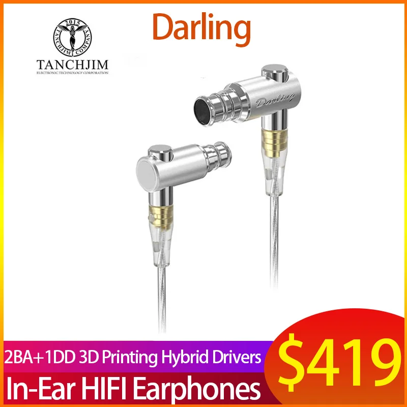 

TANCHJIM Darling In-Ear HIFI Earphones 2BA+1DD 3D Printing Hybrid Drivers Audiophile IEMs Wired Earphones Detachable MMCX Cable