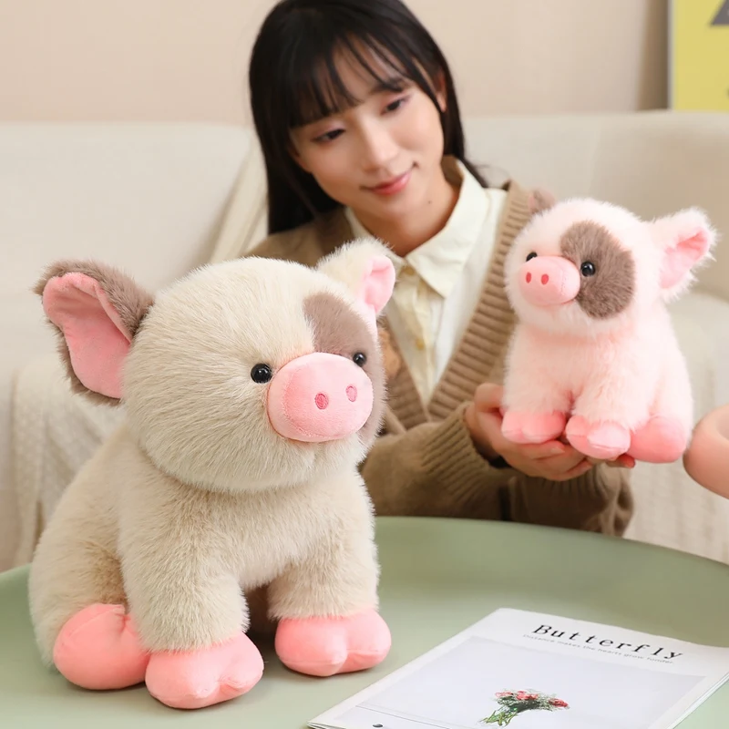 Juguete de peluche de cerdito de dibujos animados Kawaii, cerdo esponjoso de alta calidad para sentarse, muñeco de cerdito, cálido y acogedor, compañero encantador para niños, regalo de Navidad