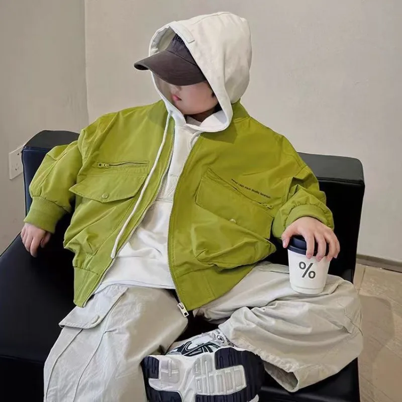 

2025 New Boys Baseball Jacket Cargo Style Youth Jacket Spring Autumn Casual Wear Unisex Kids Sportswear with Quick Dry Jacket